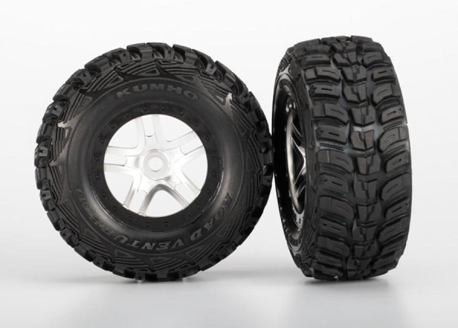 Traxxas Tires & Wheels Kumho S1/S-Spoke Chrome-Black (14mm) (2) TRX5976R