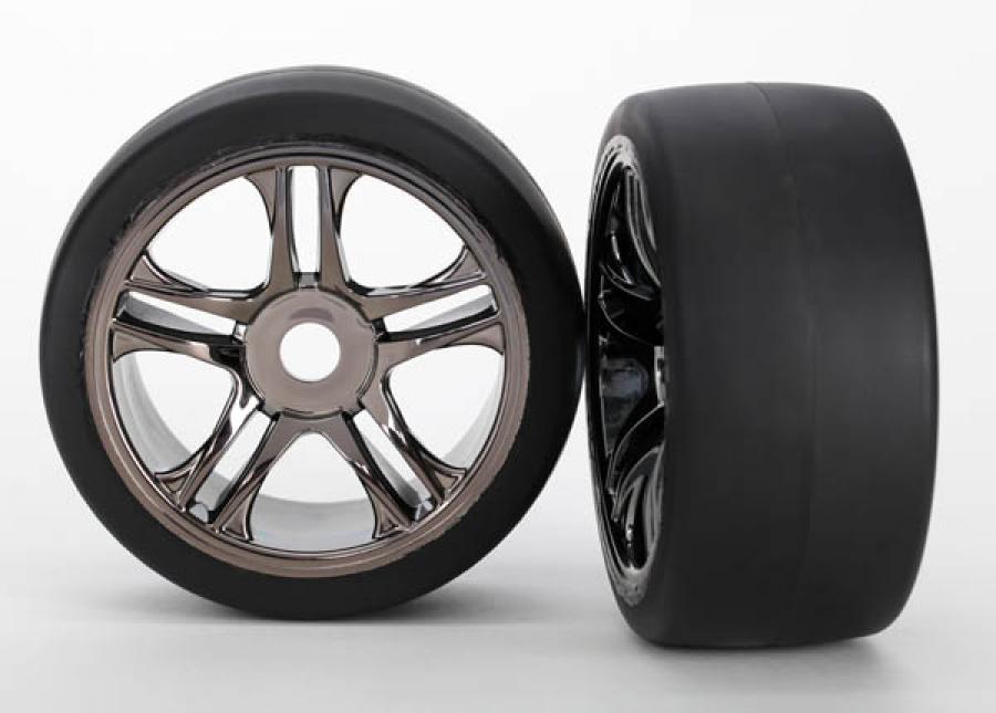 Traxxas Tires & Wheels Slicks S1/S-Spoke Black Chrome Front (2) XO-1 TRX6479