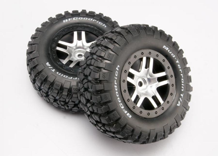 Traxxas Tires & Wheels Goodrich/S-Spoke Chr. -Black 4WD/2WD Rear TSM TRX6873