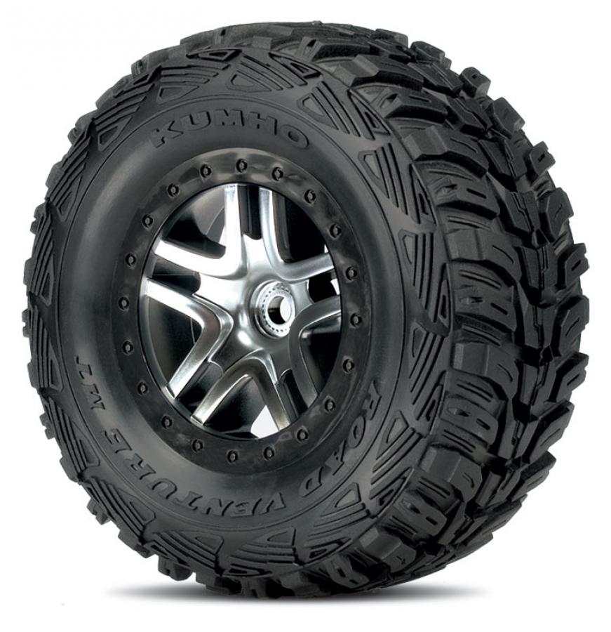 Traxxas Tires & Wheels Kumho/S-Spoke Chrome-Black 4WD/2WD Rear TRX6874