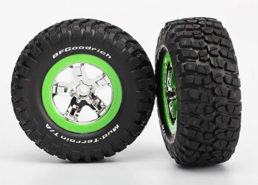 Traxxas Tires & Wheels BFGoodrich/SCT Chrome-Green 4WD/2WD Rear (2) TRX6876