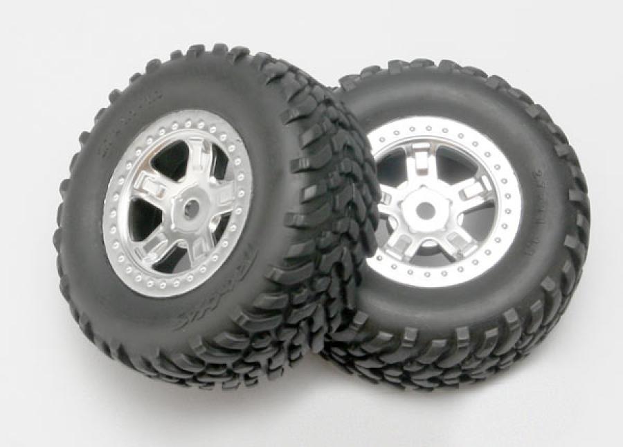 Traxxas Tires & Wheels SCT/SCT Chrome 1/16 (2) TRX7073