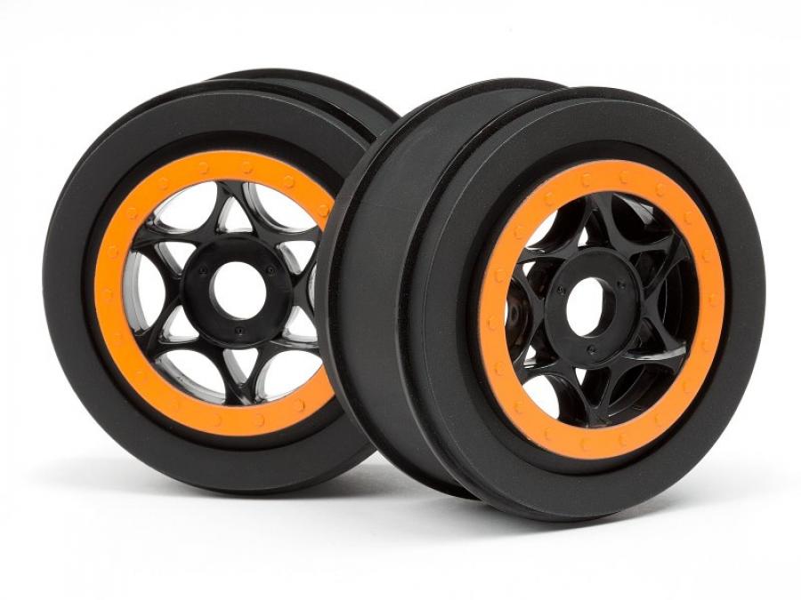 HPI Racing  AH-64 WHEEL BLACK/ORANGE (42x83mm/2pcs) 107855