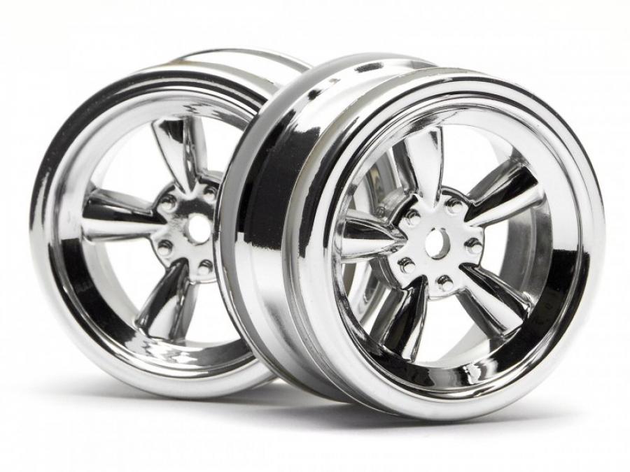 HPI Racing  VINTAGE 5 SPOKE WHEEL 26MM SHINY CHROME(0MM OFFSET) 3817
