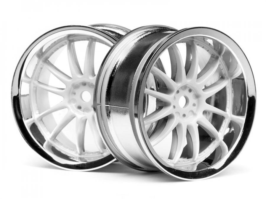 HPI Racing  WORK XSA 02C WHEEL 26mm CHROME/WHITE (3mm OFFSET) 3283