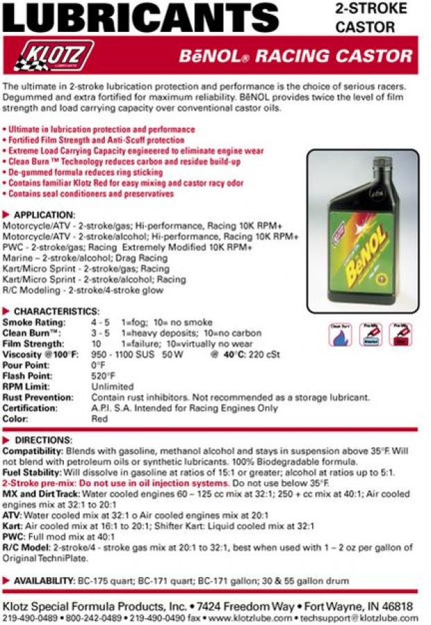 BC-172 Benol Castor/Recin Oil 1quart (0.95L)