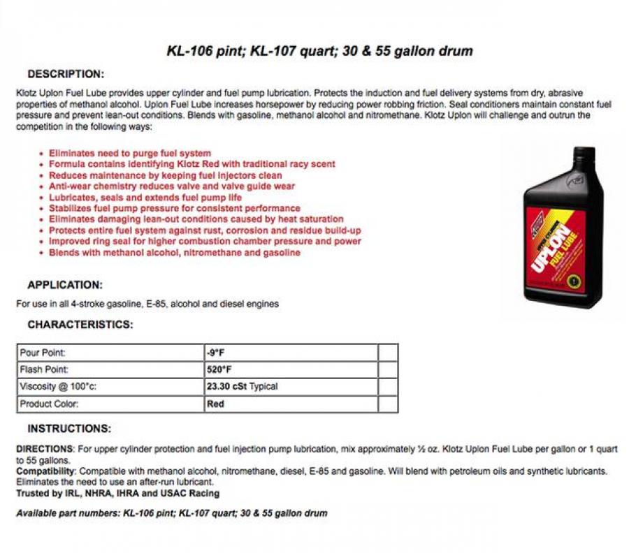 Uplon Fuel Lube (After-Run Oil) 0.47L