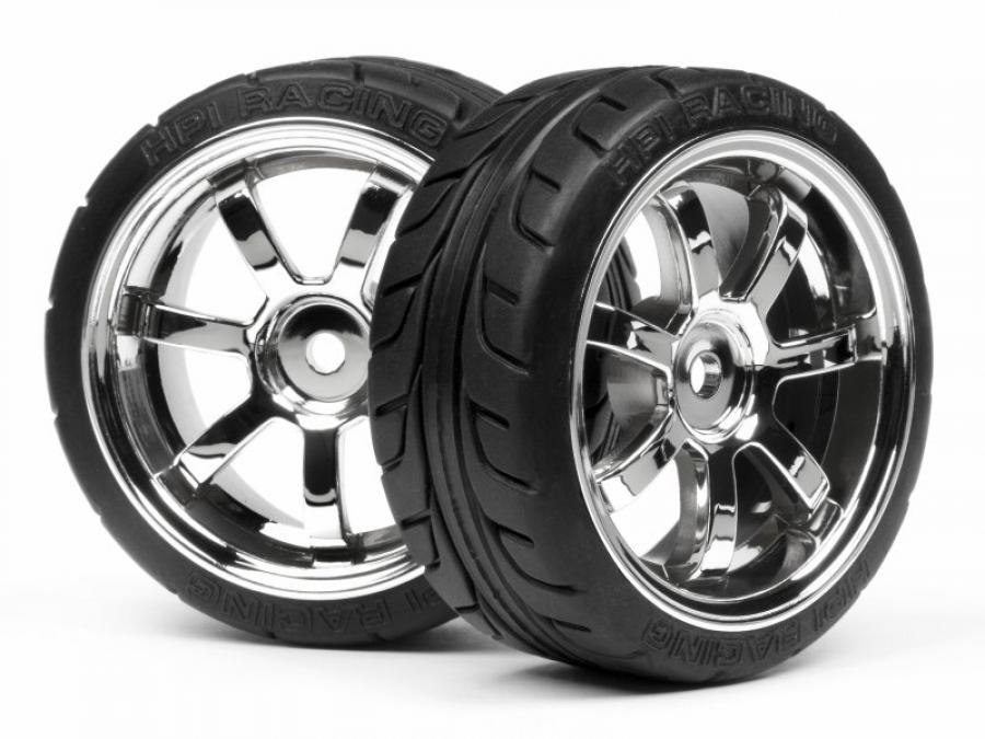 HPI Racing  Mounted T-Grip Tire 26mm Rays 57S-Pro Wheel Chrome 4738