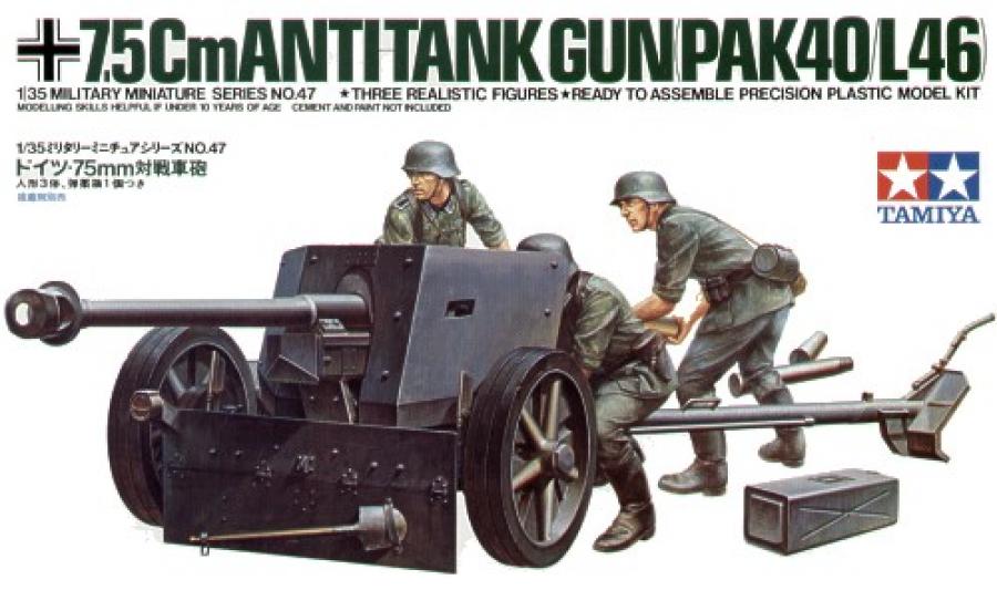 Tamiya 1/35 German 75mm Anti tank Gun pienoismalli