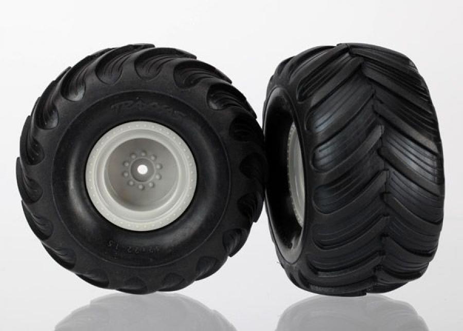 Traxxas Tires & wheels, assembled (Monster Jam replica grey wheels, TRX7265