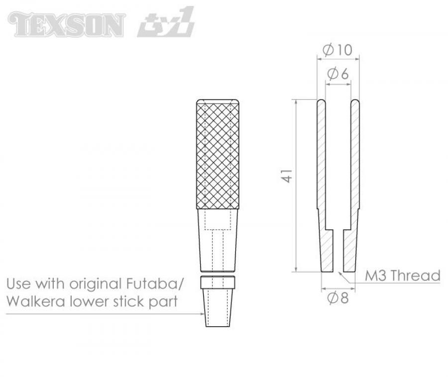 Spakförlängare Futaba/Walkera M3xD10xL41mm (2)