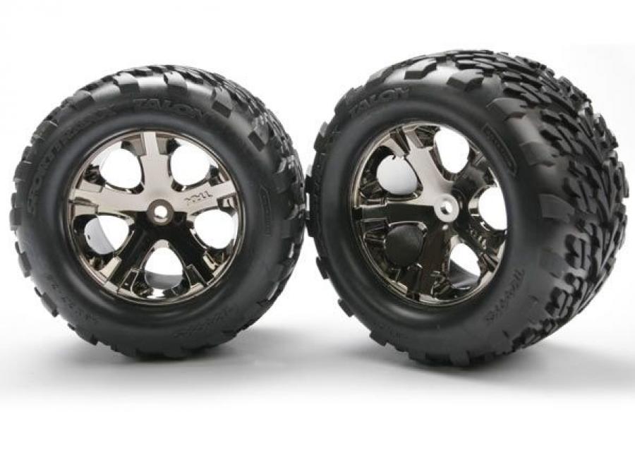 Traxxas Tires & Wheels Talon/All-Star Black Chrome 2.8" TSM (2) TRX3668A