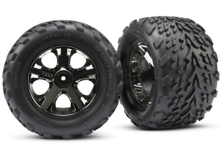 Traxxas Tires & Wheels Talon/All-Star Black Chrome 2.8" TSM (2) TRX3669A
