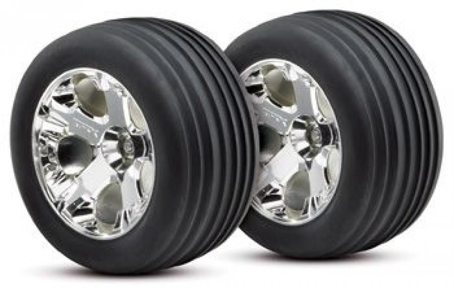 Traxxas Tires & Wheels Ribbed/All-Star Chrome 2,8" Front  (2) TRX3771