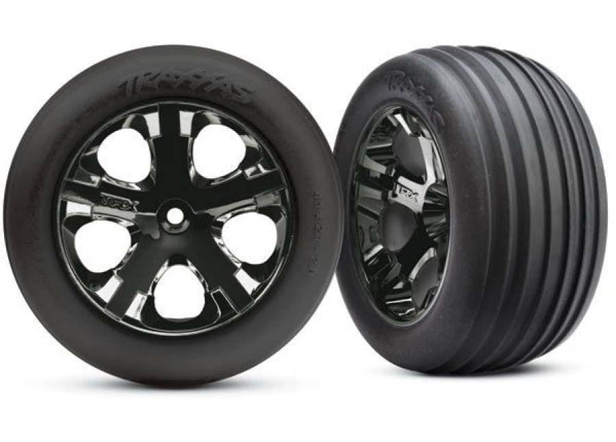 Traxxas Tires & Wheels Ribbed/All-Star Black Chrome 2.8" Front (2) TRX3771A