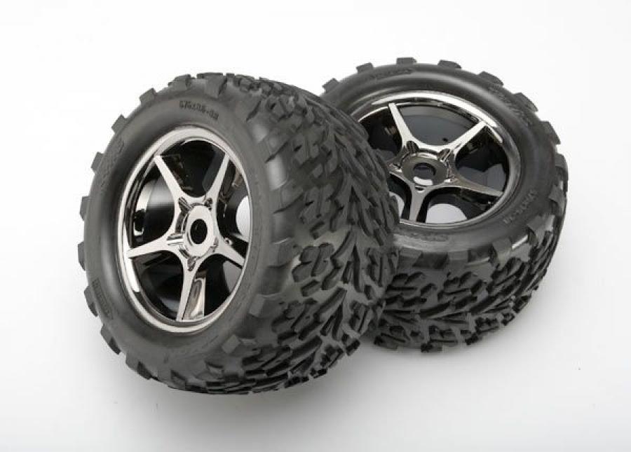 Traxxas Tires & Wheels Talon/Gemini Black Chrome (17mm) 3,8" TSM (2) TRX5374X