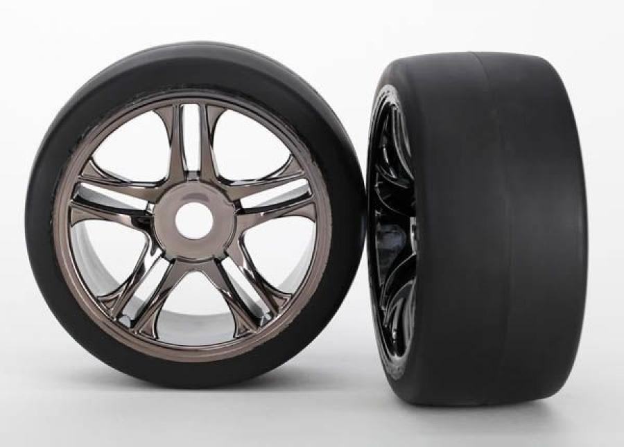 Traxxas Tires & Wheels Slicks S1/S-Spoke Black Chrome Front (2) XO-1 TRX6479
