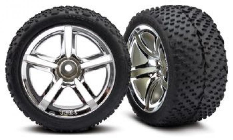 Traxxas Tires & Wheels Victory/Twin-Spoke (Nitro Rear) 2.8" (2) TRX5573