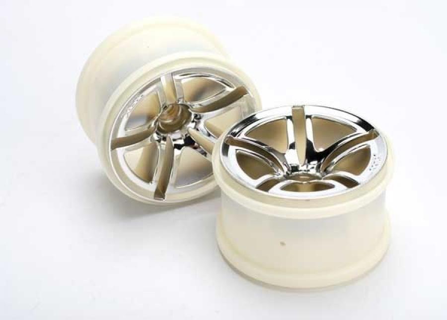 Traxxas Wheels Twin-Spoke Chrome (Nitro Front) 2.8" (2) TRX5574