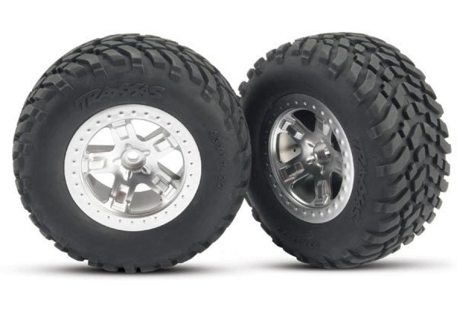 Traxxas Tires & Wheels SCT/SCT Satin Chrome 4WD/2WD Rear (2) TRX5873