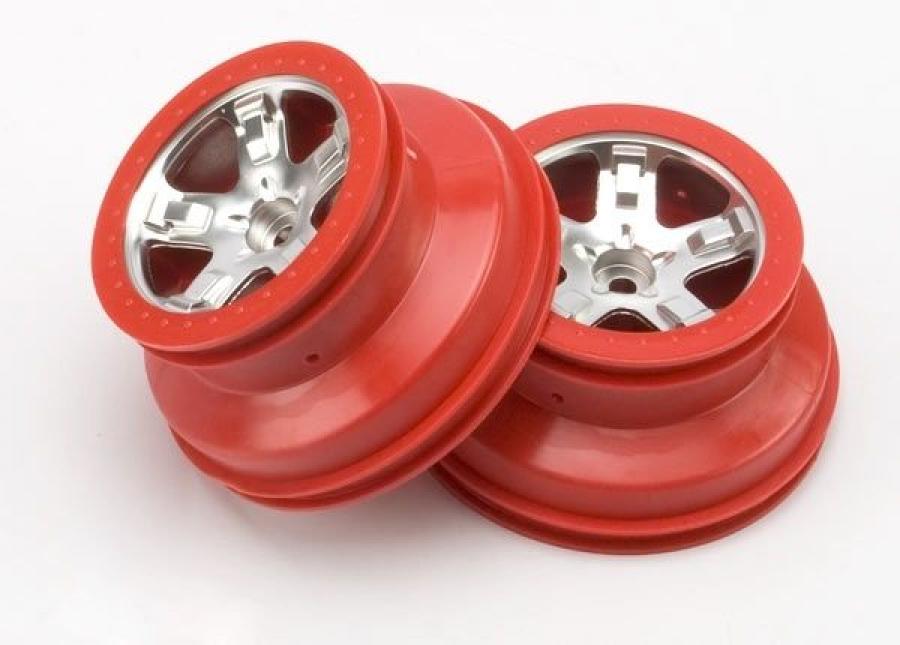 Traxxas Wheels Satin Chrome-Red 2.2/3.0" 2WD Front (2) TRX5874A