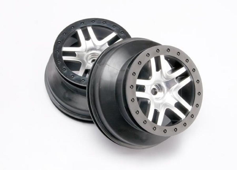 Traxxas Wheels SCT Split-Spoke Satin Chrome-Black 2WD Front (2) TRX5876