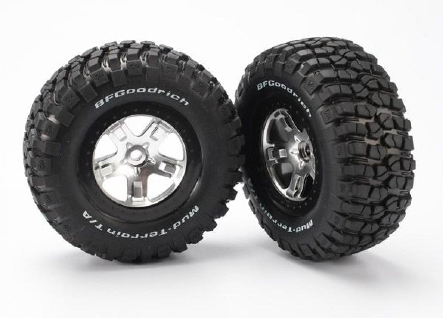 Traxxas Tires & wheels, assembled, glued (SCT satin chrome, black be TRX5878
