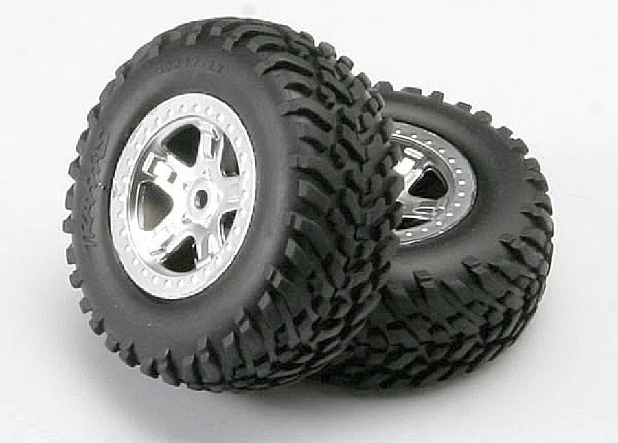 Traxxas Tires & Wheels SCT/SCT Satin Chrome (14mm) (2) TRX5973