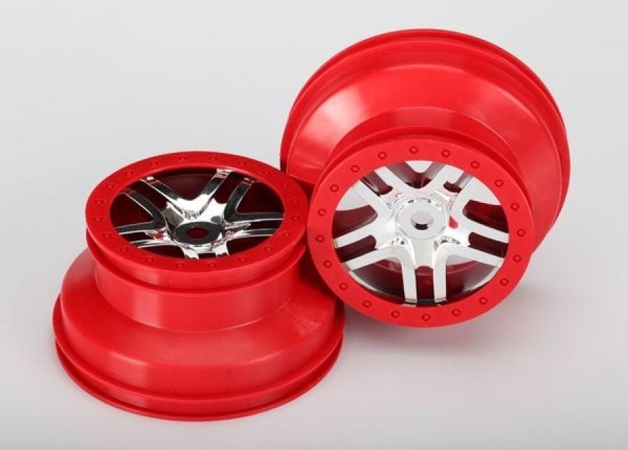 Traxxas Wheels SCT Split-Spoke Chrome-Red (14mm) 2.2/3.0" (2) TRX5974A