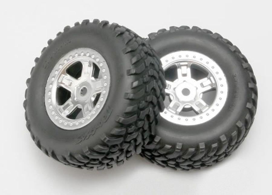Traxxas Tires & Wheels SCT/SCT Chrome 1/16 (2) TRX7073