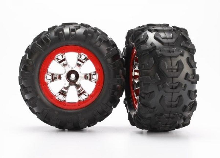Traxxas Tires & Wheels Canyon AT/Geode Chrome-Red 2.2" 1/16 (2) TRX7272