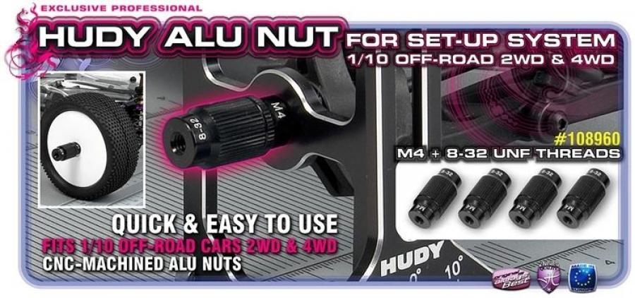 Hudy Alu Nut for 1/10 Off-Road Set-Up System (4) 108960