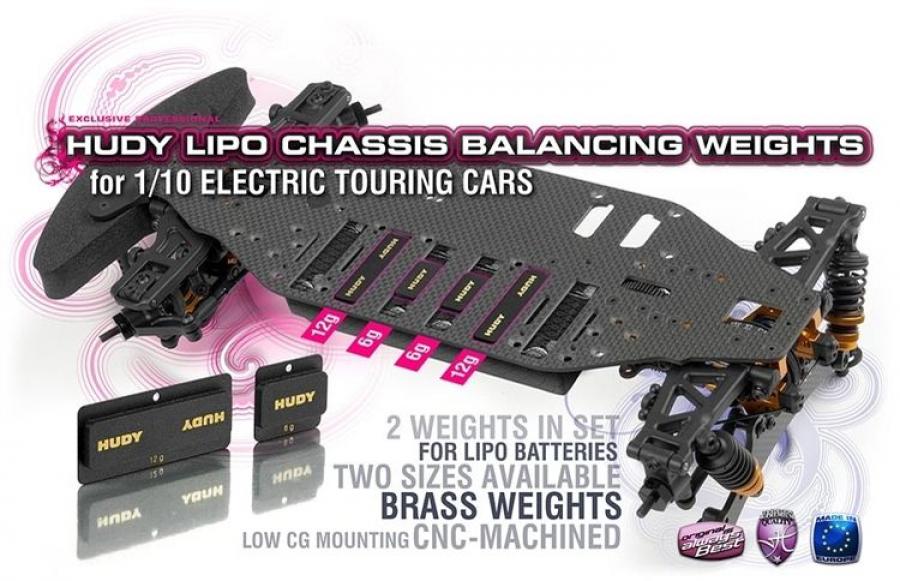 Hudy LiPo Chassis Balancing Weights 12g - Low CG (2) 293090