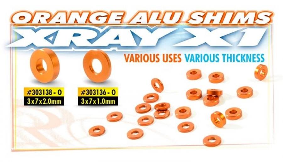 Alu Shims 3x7x1mm Orange (10)