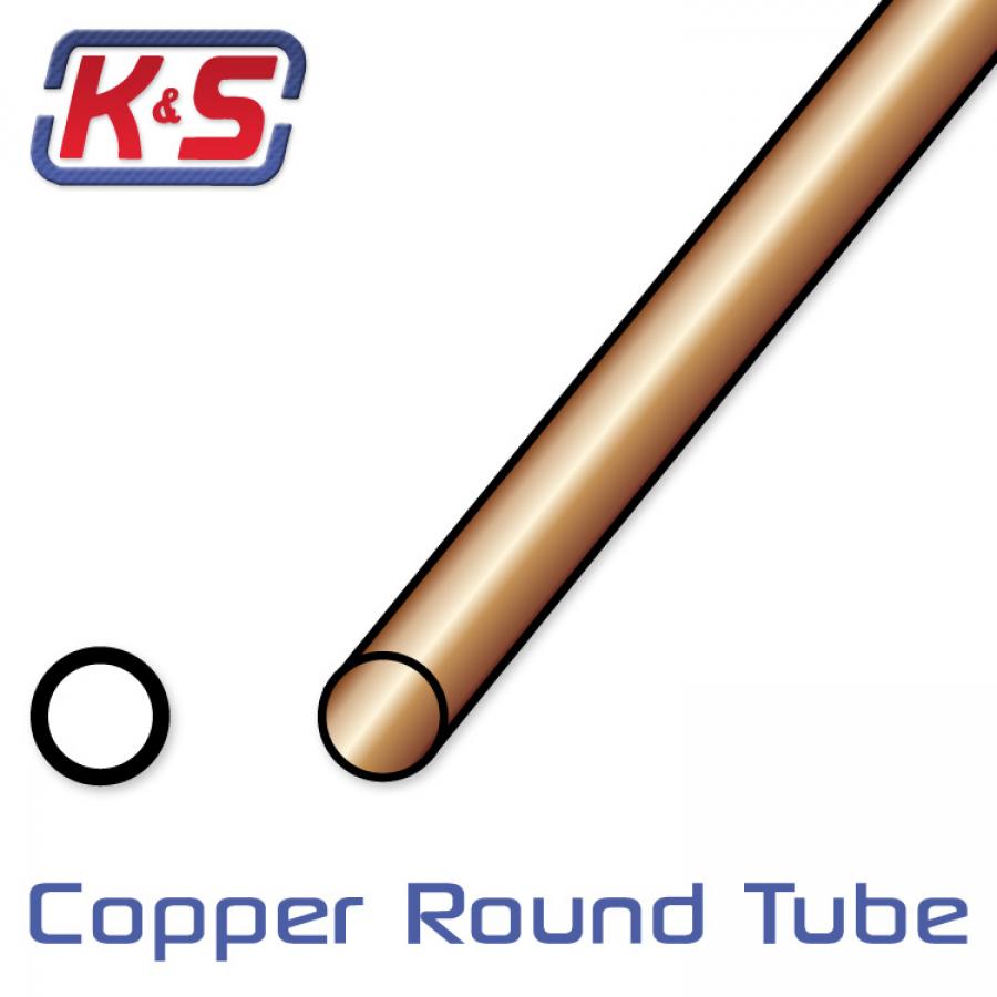 Round Copper Tube 2mm OD x .36mm x 1000 mm (5pcs)
