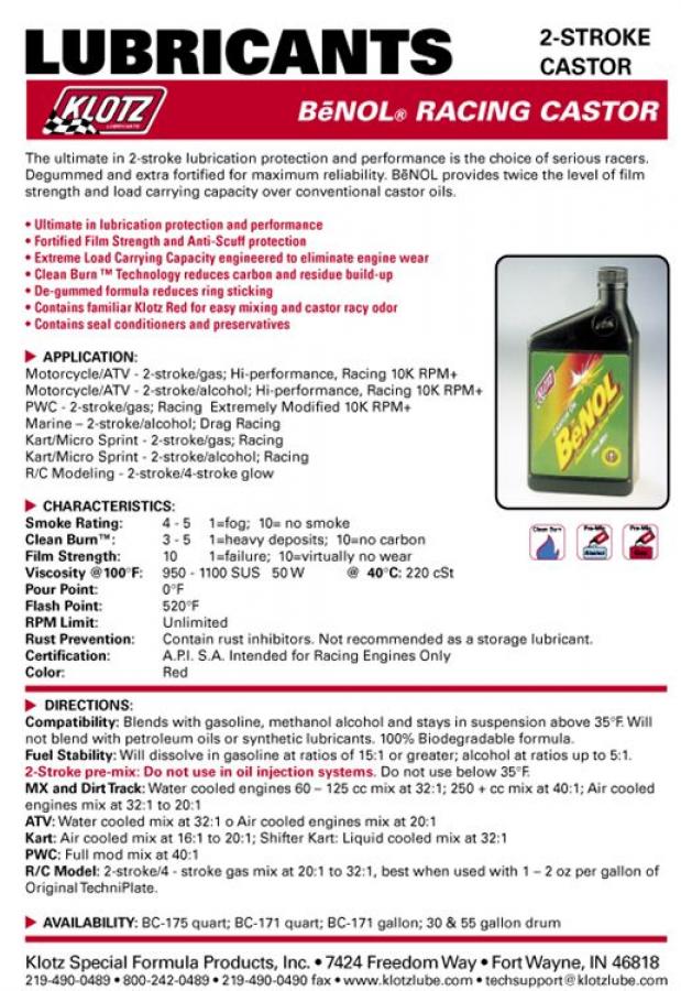 BC-172 Benol Castor/Recin Oil 1quart (0.95L)