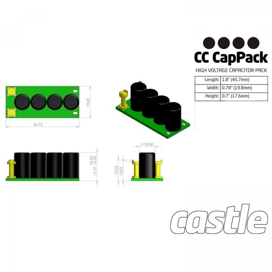 Castle Creations Capacitor Pack, 12S Max (50.0V), 1100Uf