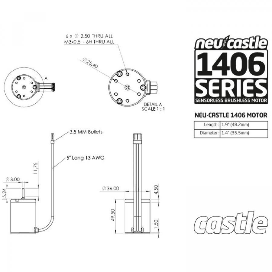 MOTOR, INRUNNER, 1406, 6900KV *