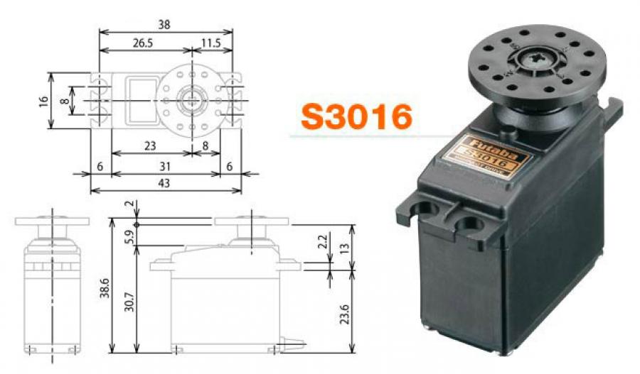 S3016 Mini Servo 4.2kg 0.2s 2BB* DISCO