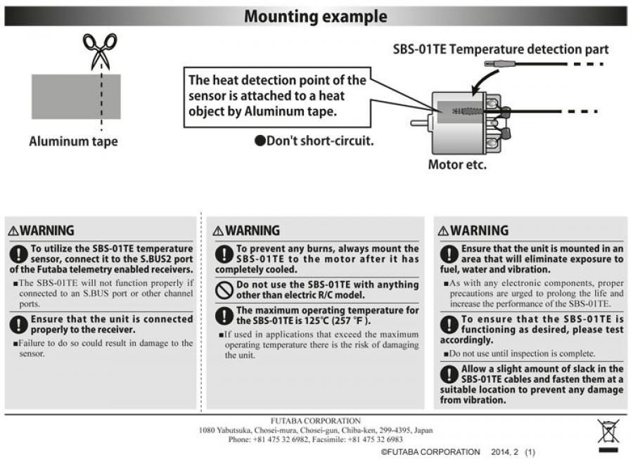 SBS-01TE Temperature Telemetry Sensor electric motor S.BUS2