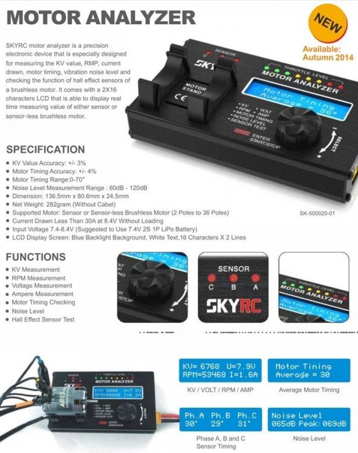 SkyRC Brushless Motor Analyzer, Motor Checker