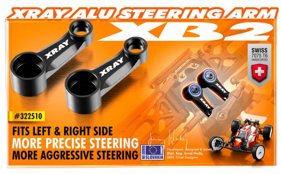 Xray  Alu Steering Arm XB2 (2) 322510