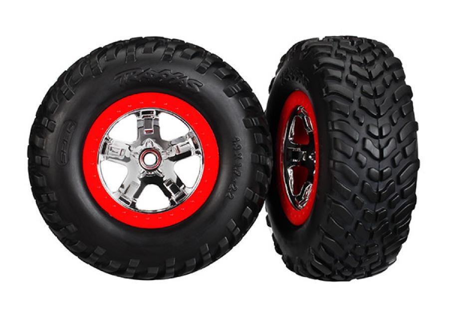 Traxxas Tires & Wheels SCT/SCT Chrome-Red 2WD Front (2) TRX5888