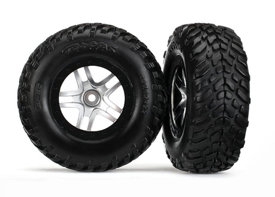 Traxxas Tires & Wheels SCT/S-Spoke Chrome-Black 4WD/2WD Rear TSM TRX6892