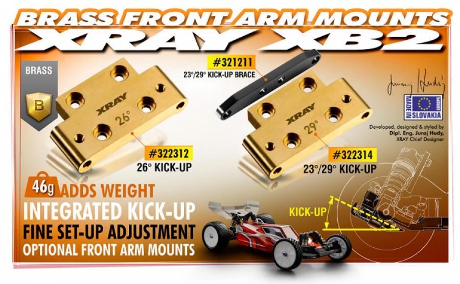 Xray  Brass 26deg Front Lower Arm Mount (1) 322312