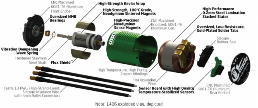 Motor Sensor Inrunner 4-Pole 1410-3800KV 5mm shaft