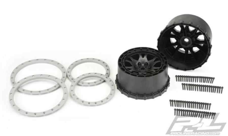 Impulse Pro-Loc Black Wheels w Gray Rings for X-Maxx (2)