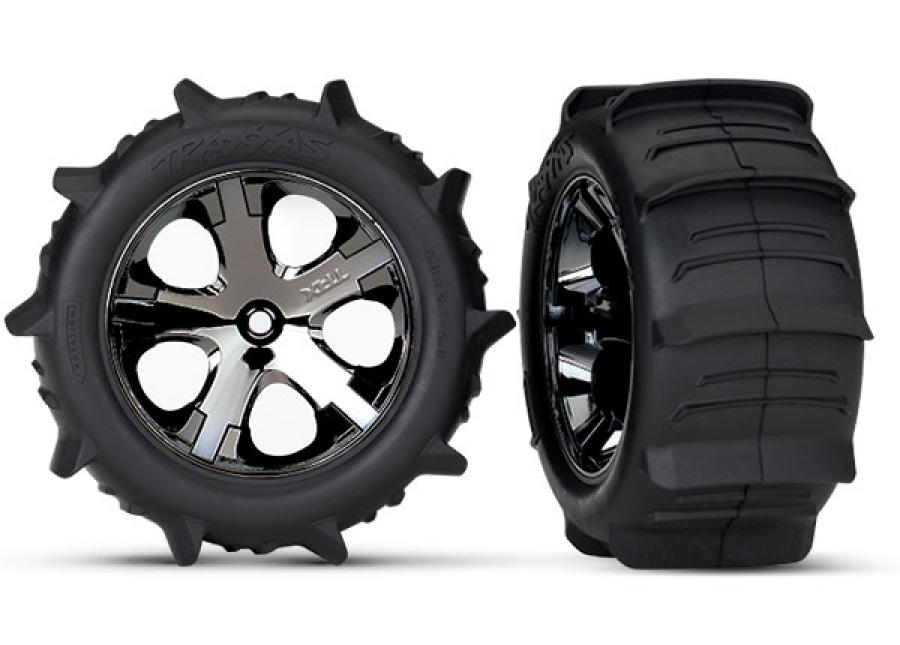 Traxxas Tires & Wheels Paddel/ All-Star Black Chrome 2.8" TSM Rear TRX3776