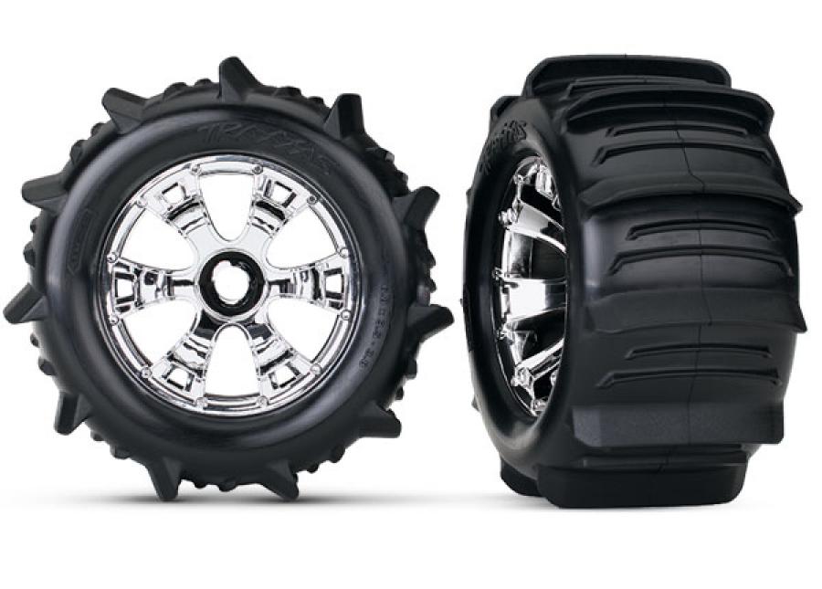 Traxxas Tires & Wheels Paddle/Geode (17mm) 3.8" TSM (2) TRX5672
