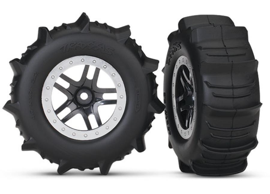 Traxxas Tires & Wheels Paddle/Split-Spoke 4WD/2WD Rear TSM (2) TRX5891